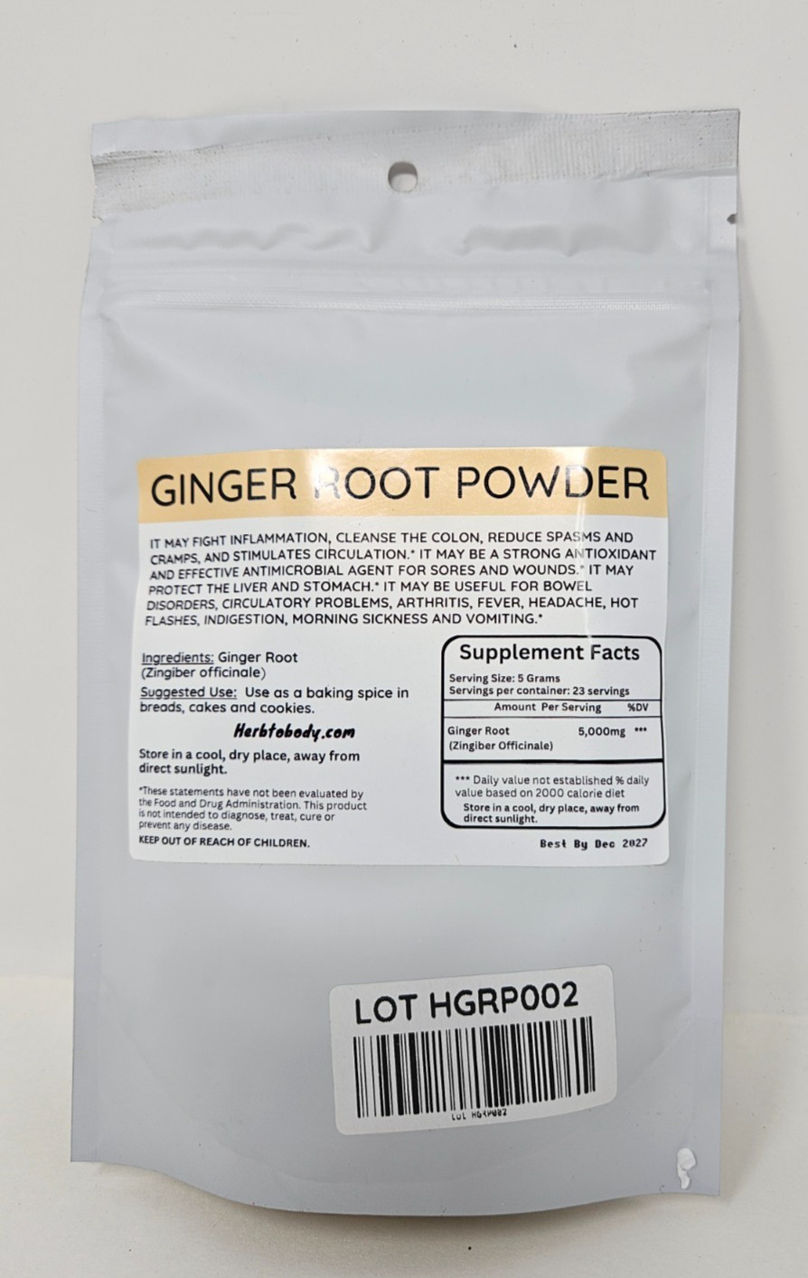 Ginger Root Powder 4 oz Zingiber Officinale Herb to Body Exp Dec2027 gallery