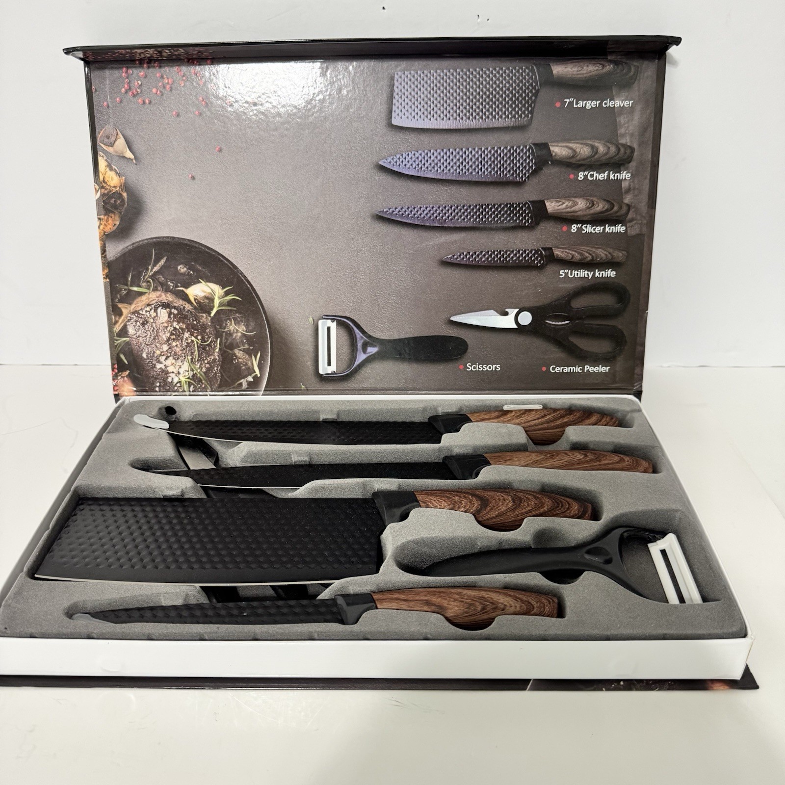 Home Chef Knife Set 6 Pcs, Assorted Kitchen Tools, Scissors, Peeler New In Box! gallery