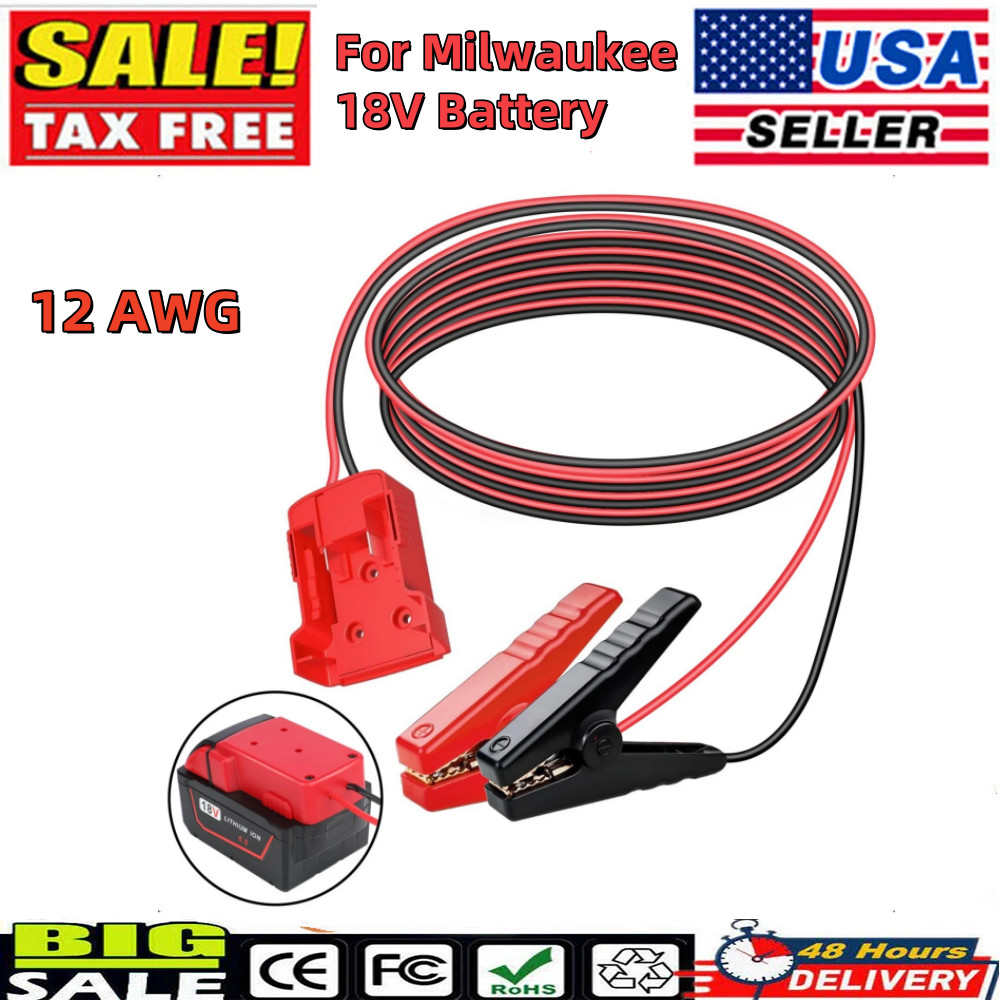Adapter For Milwaukee 18V with 6FT Jumper Cable Car Battery Charger Jump Starte gallery