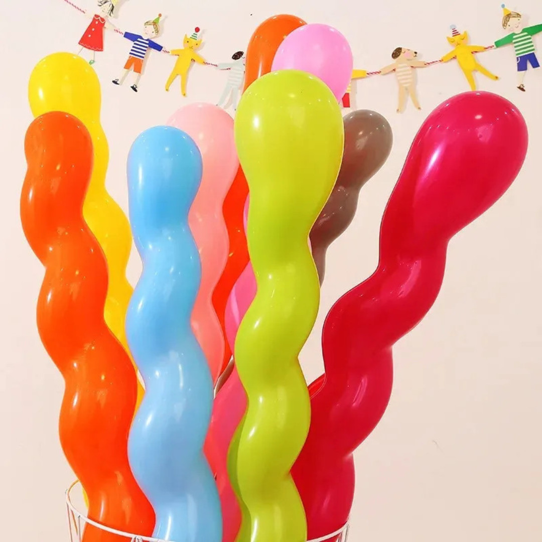 Large Spiral Balloons Wavy Curly Wiggly Spring Long Party Balloons Multicoloured gallery
