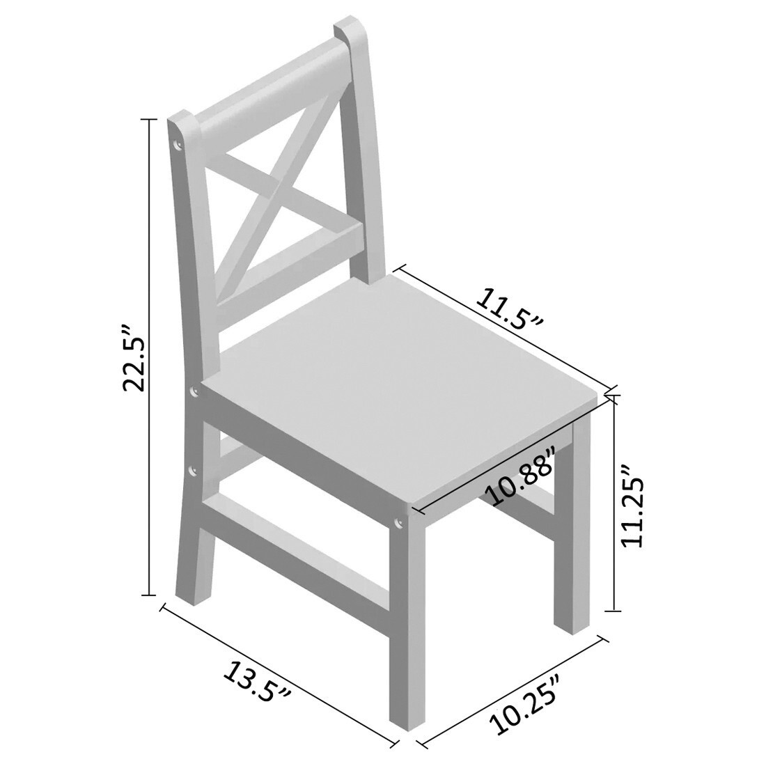 eHemco 5 Piece Solid Hard Wood Kids Table and 4 X-Back Chairs Set (Collectible) gallery