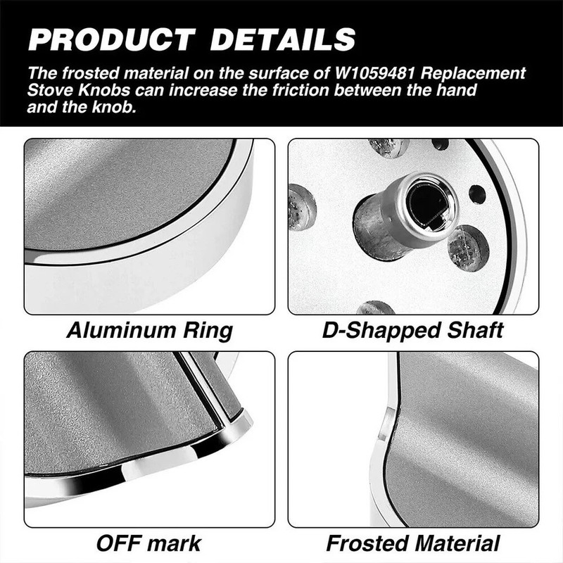 5 Pcs For Whirlpool Oven Range Burner Knob WPW10594481 W10594481 gallery