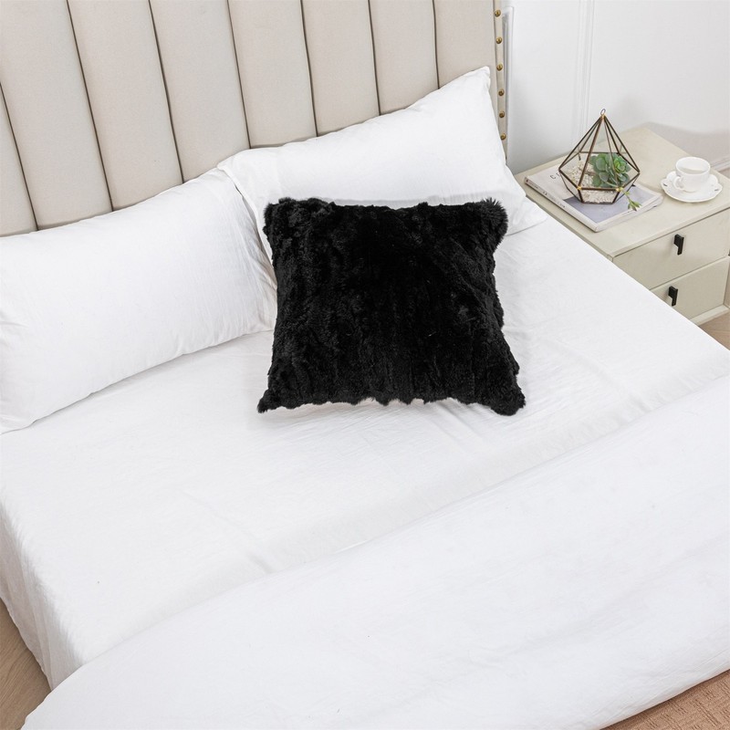 Real Rex Rabbit Fur Protector Pillowcase Cover Pillow Sections Cusion 20 x 20'' gallery