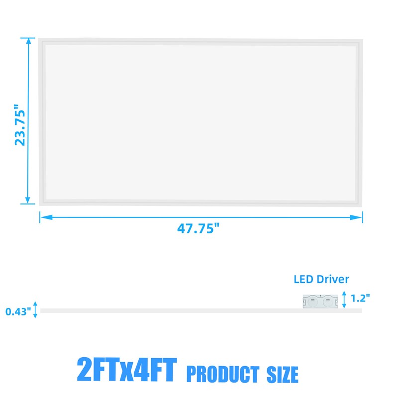 LED Flat Panel Light 75W Dimmable 2x4ft Drop Ceiling Indoor Commercial Fixture gallery