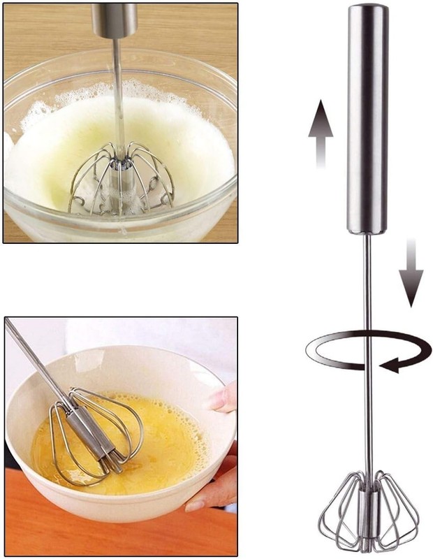 2X Semi Automatic Egg Whisk Stainless Steel Hand Push Beater Mixer Cream Frother gallery