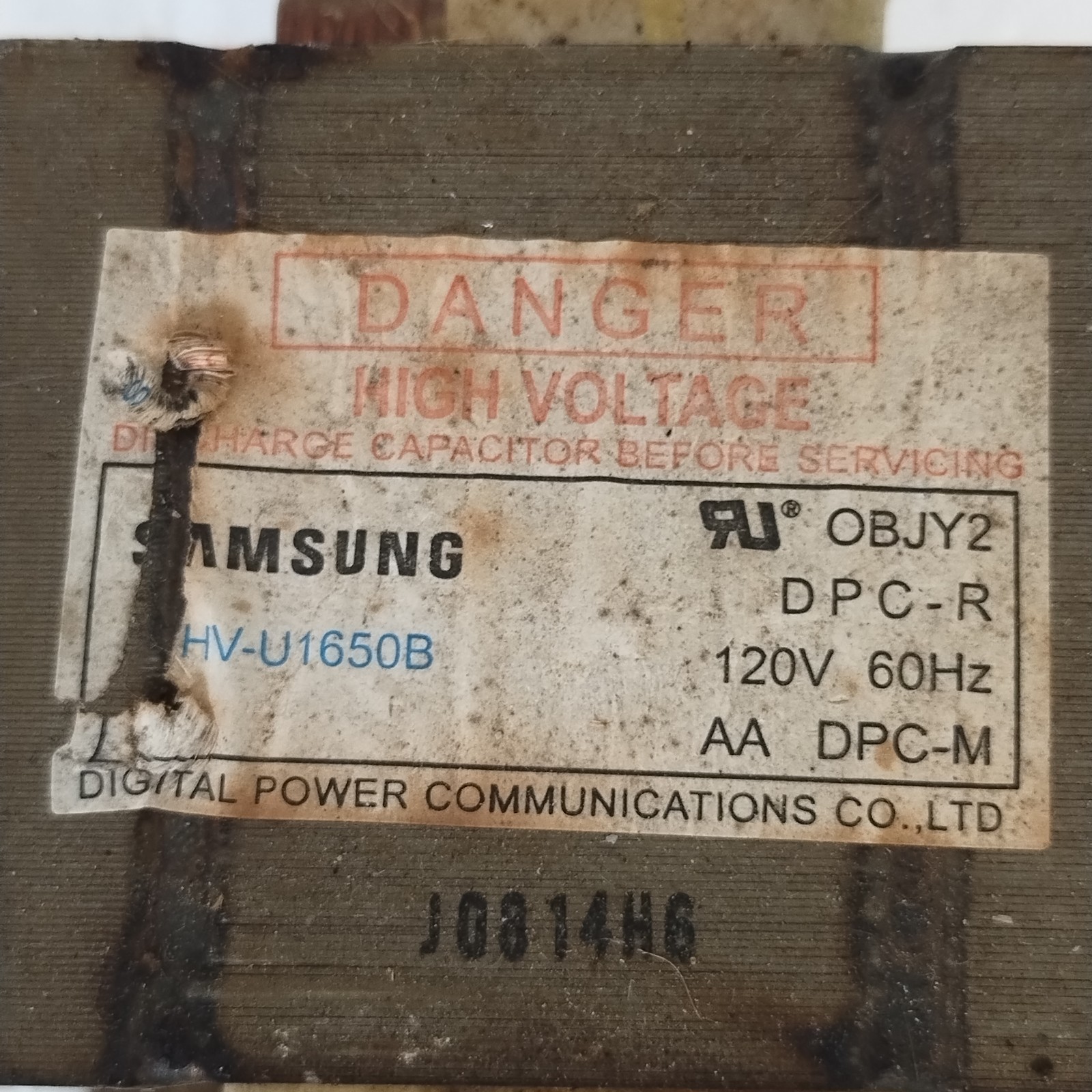 DE26-00122B Samsung MICROWAVE OVER THE RANGE ME16H702SES Transformer SHV-U1650B gallery