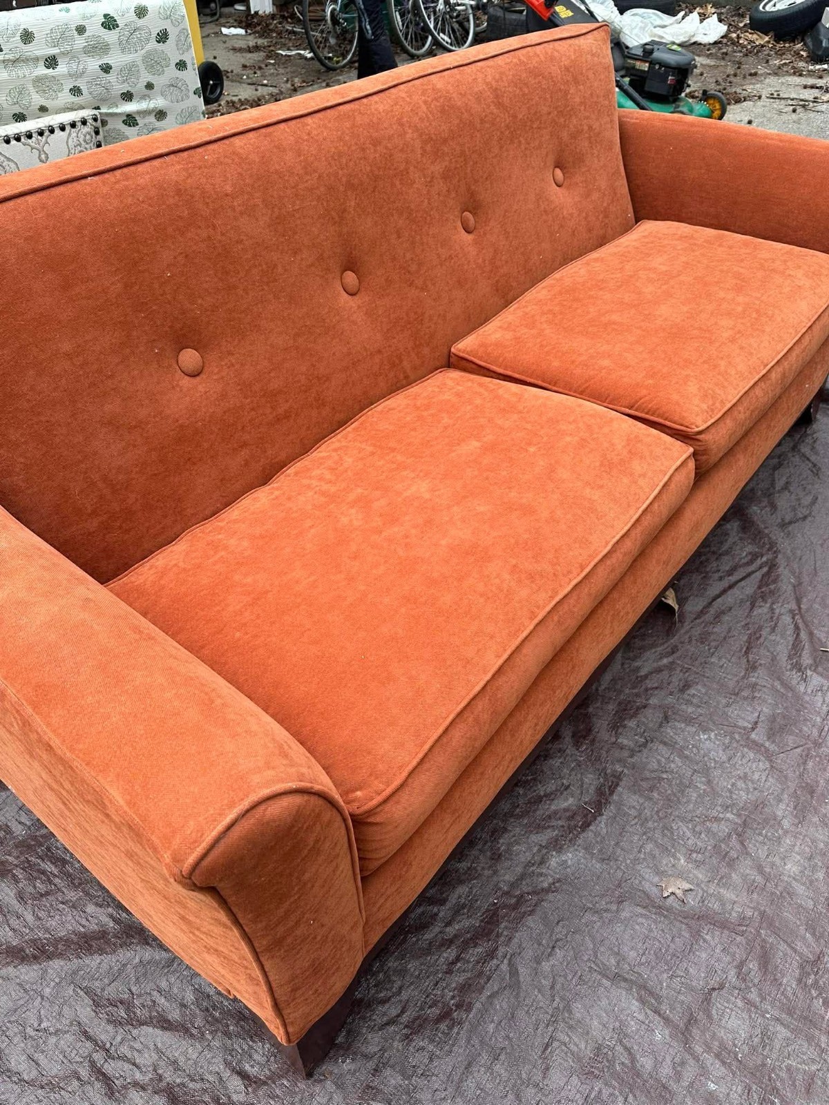Retro Burnt Orange Couch In Good Condition One Piece Only Used gallery