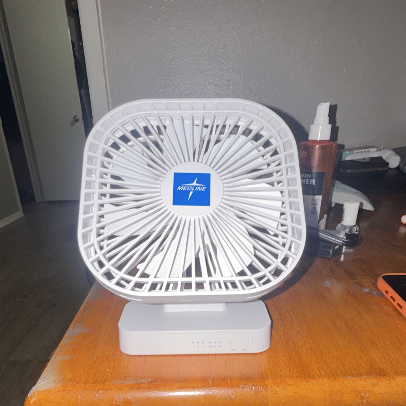 Medline White Table/Desk Fan, Adjustable Tilt 3-Speed Push Button, 3-Blade gallery