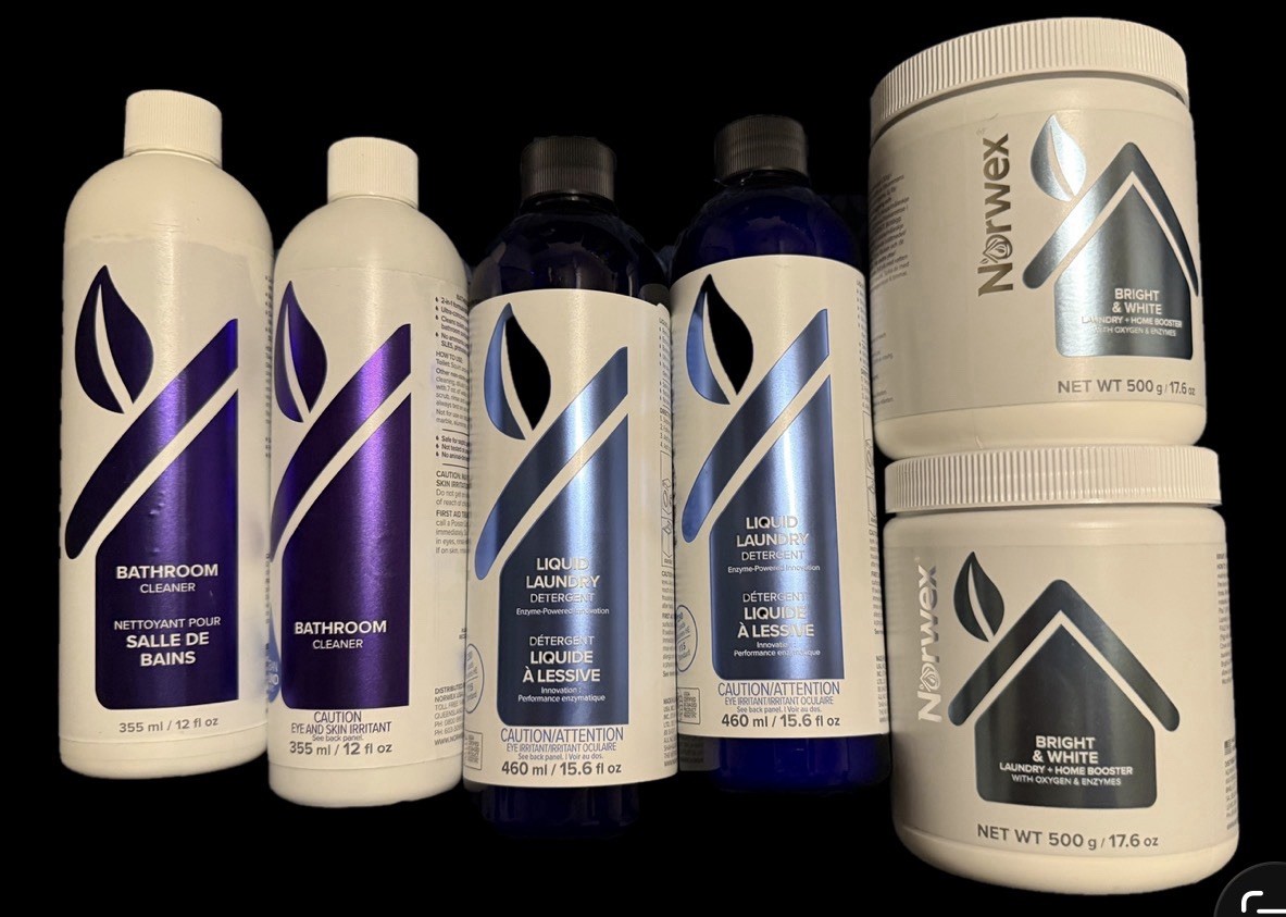 Norwex bundle 2x Liquid laundry unscented, 2x bathroom cleaner & 2x Oxy Booster. gallery