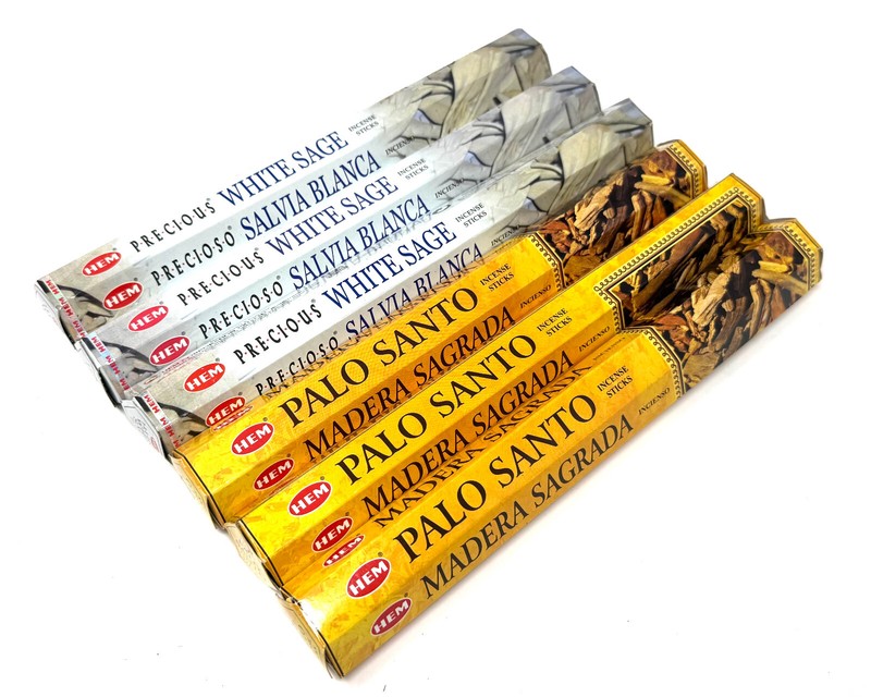 Incense Sticks Cleansing Set: 6 Boxes White Sage & Palo Santo 120 Stick Total gallery