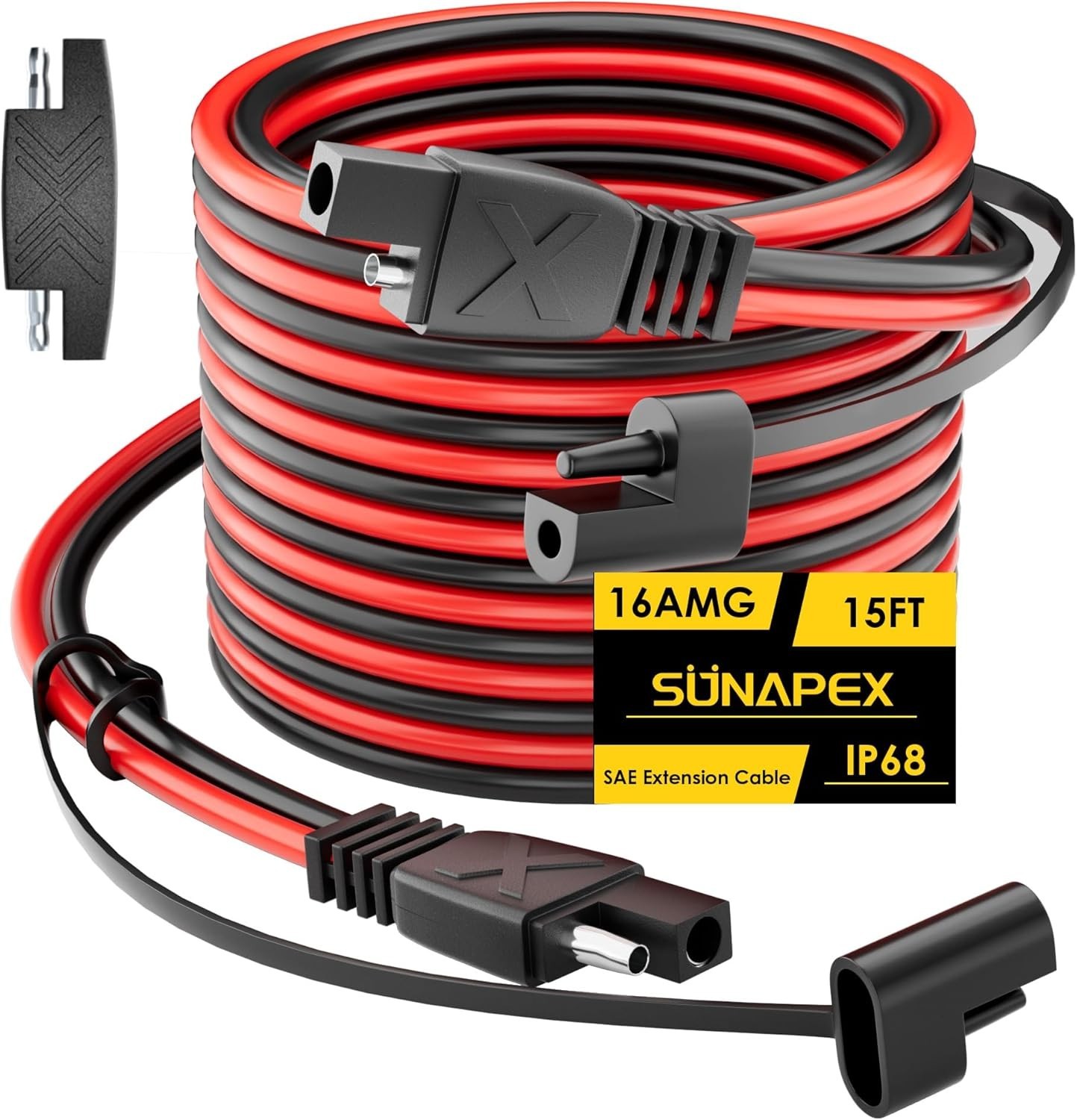 SUNAPEX SAE to SAE Extension Cable: 16 AMG 15 FT Pure Copper Cord - Waterproof gallery