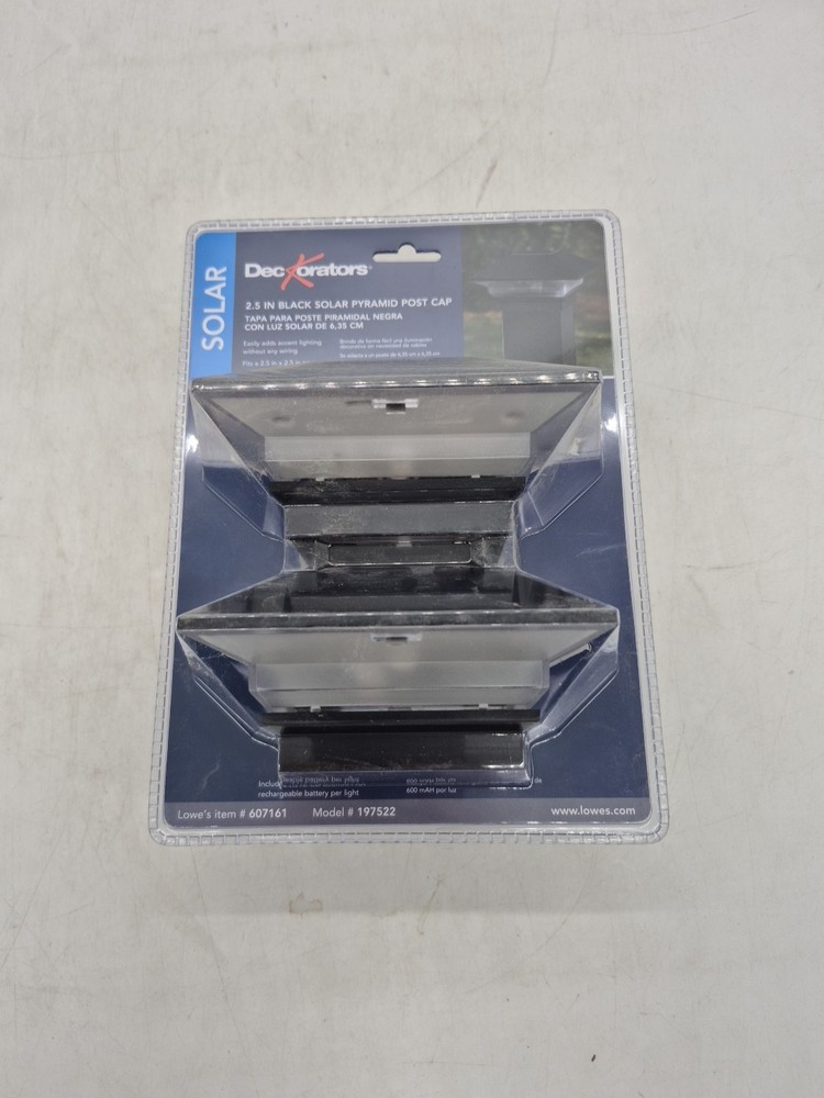 Deckorators Solar LED Outdoor Post Cap Light 2.5x2.5" Black *NEW SEALED