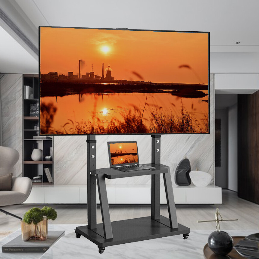Universal 32"-100" Floor TV Stand Mobile TV Cart Mount Max Hold 80KG Easy Moving gallery
