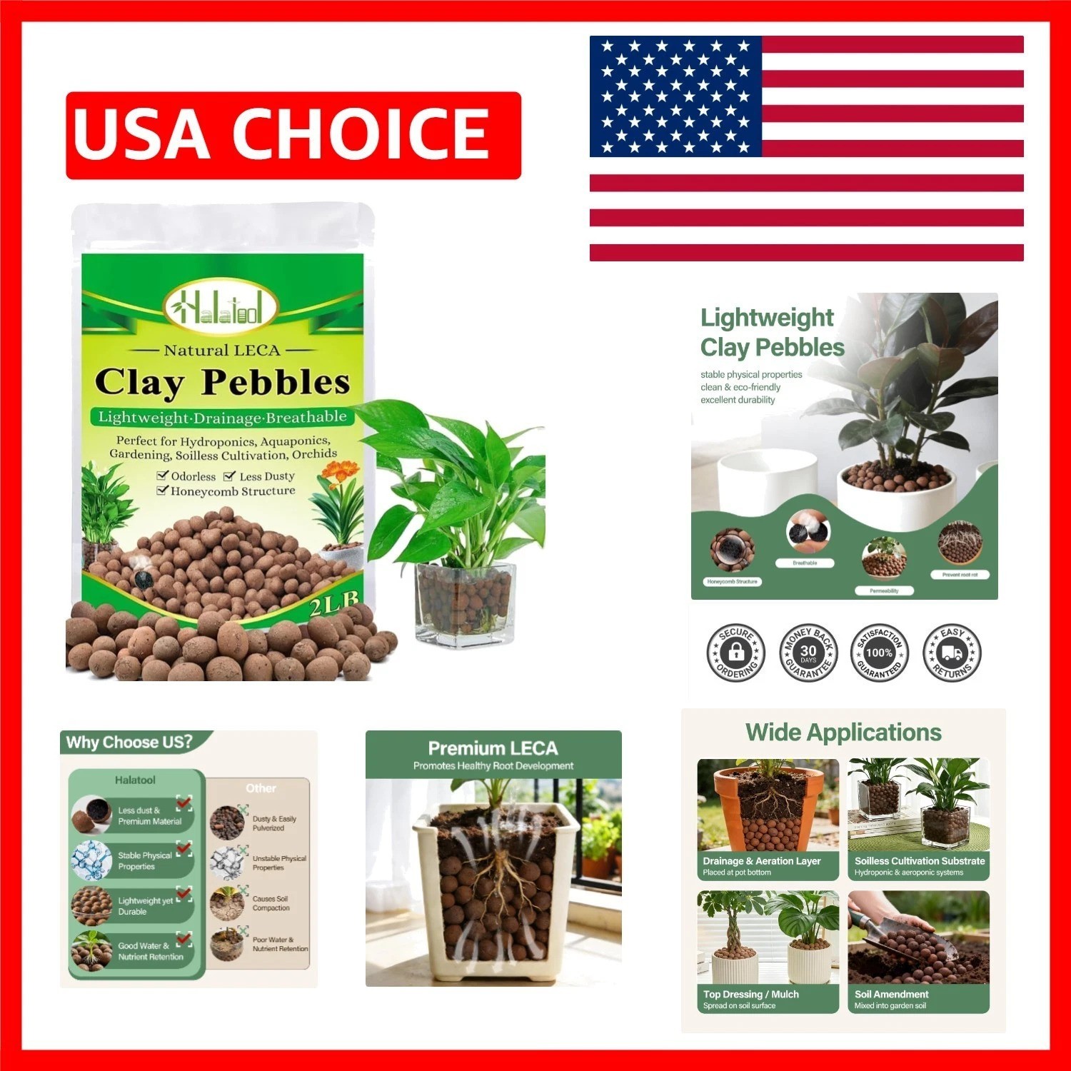 Versatile 2 LB Expanded Clay Pebbles - Ideal for Indoor Gardening & Aquaponics gallery