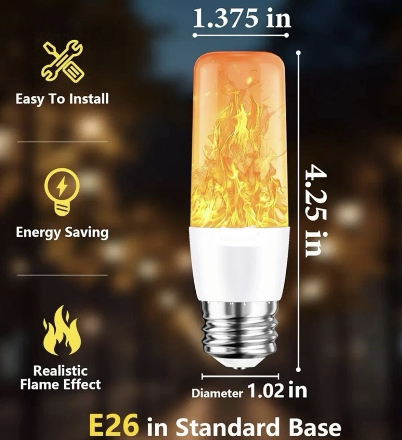 Flame Light Bulbs Warm Flickering Light Effect Of Real Fire E26 LED Bulb (2 Pcs) gallery