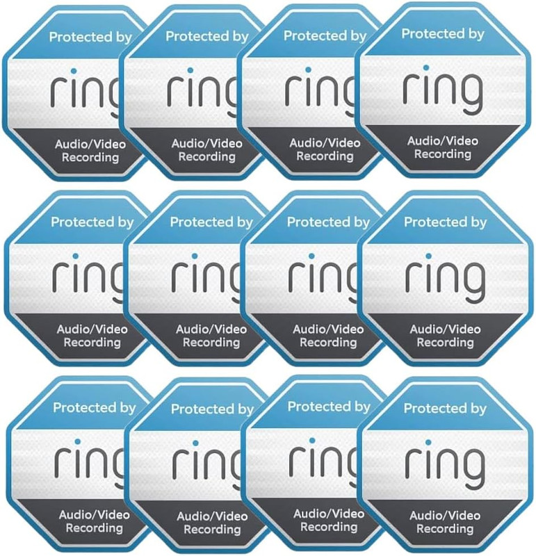 12 Pack Ring Security Stickers，Double Sided HD Printed Waterproof Security Decal gallery