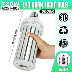 480V LED Corn Light 120W Replace 600 Watt Metal Halide HPS Bulbs E39 Mogul Base