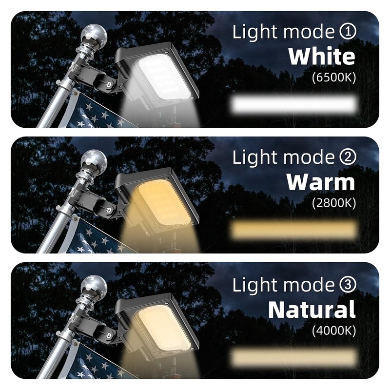 Solar Flag Pole Light LED Spotlight 3 Mode Metal Mount for 5�6ft Poles gallery