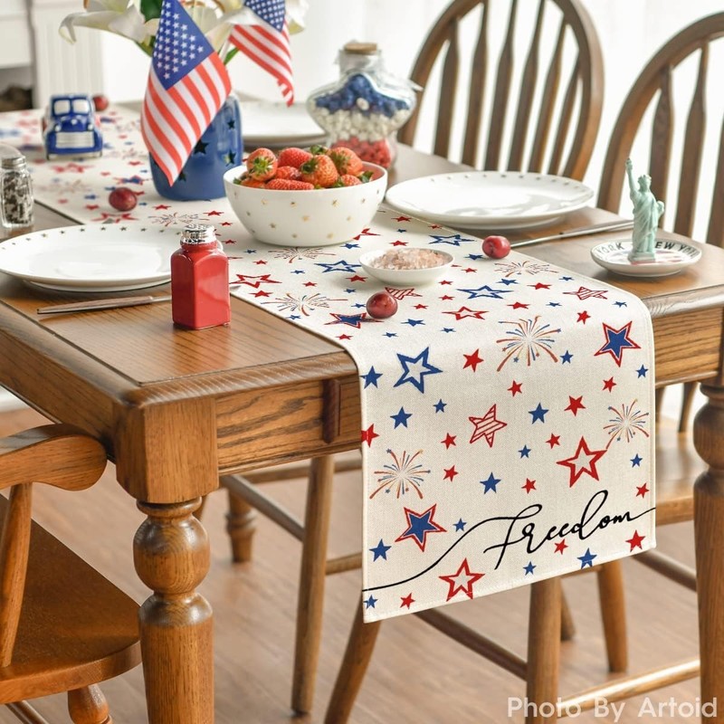 Durable 13 x 72 Polyester Table Runner with Flag Print for Festive Occasions gallery