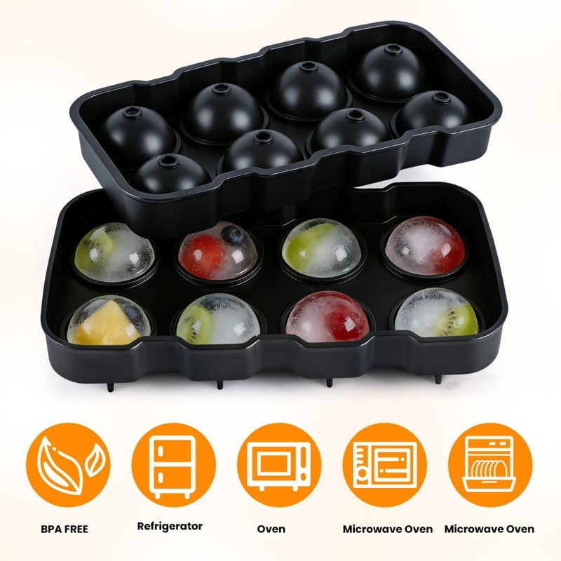 Silicone Big Ice Cubed Maker 8-grid Cube Square Tray Mold Whiskey Ball Cocktails gallery