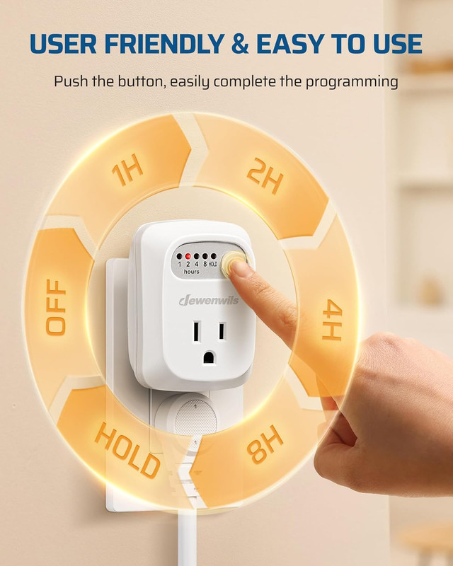 Indoor Countdown Timer Outlet 2Pack, Timers for Electrical Outlets, 125V/15A/100 gallery