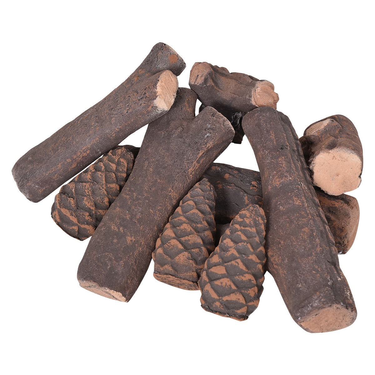 9Pieces Ceramic Wood Gas Fireplace Log Set Imitation Wood Propane Firepit Logs gallery