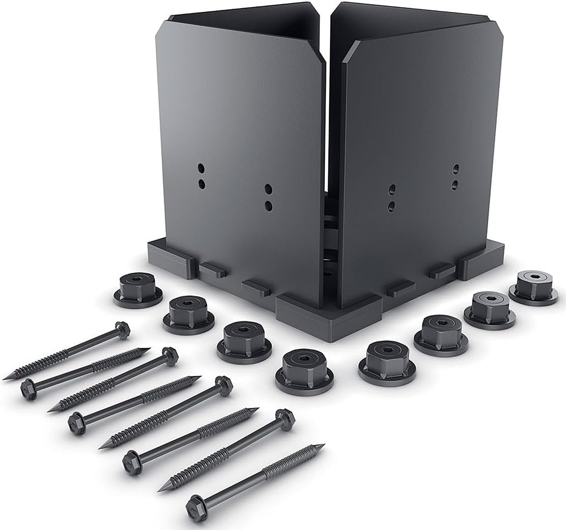 Ozco Ironwood 8X8 Post Base Kit, Includes 1 Post Base Plate, 4 Decorative Plates gallery