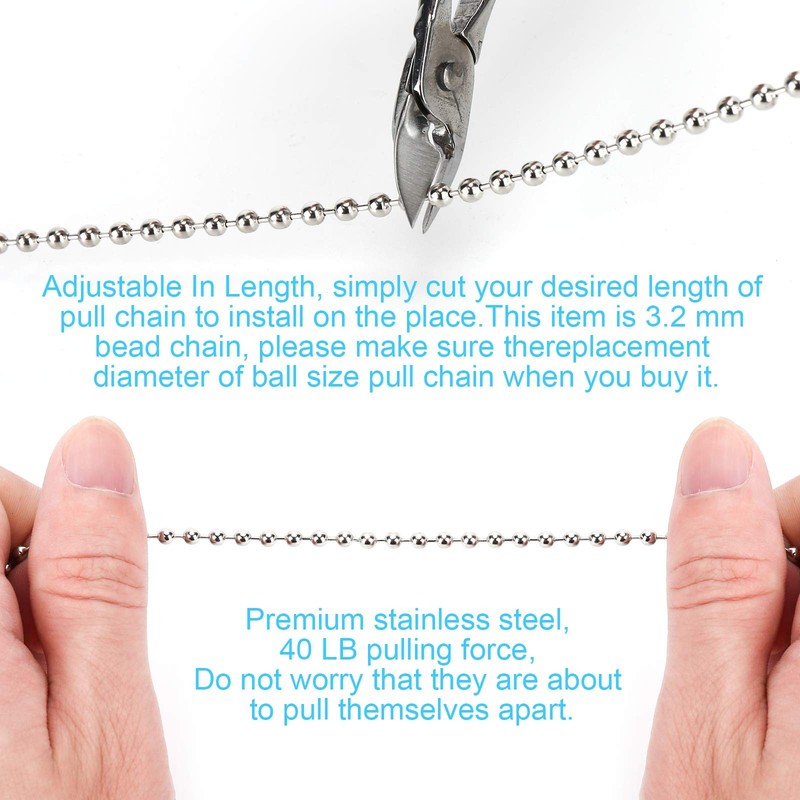 200 Inch Ceiling Fan Pull Chain, Upgrade Rust Proof 3.2mm Beaded Pull Chains ... gallery