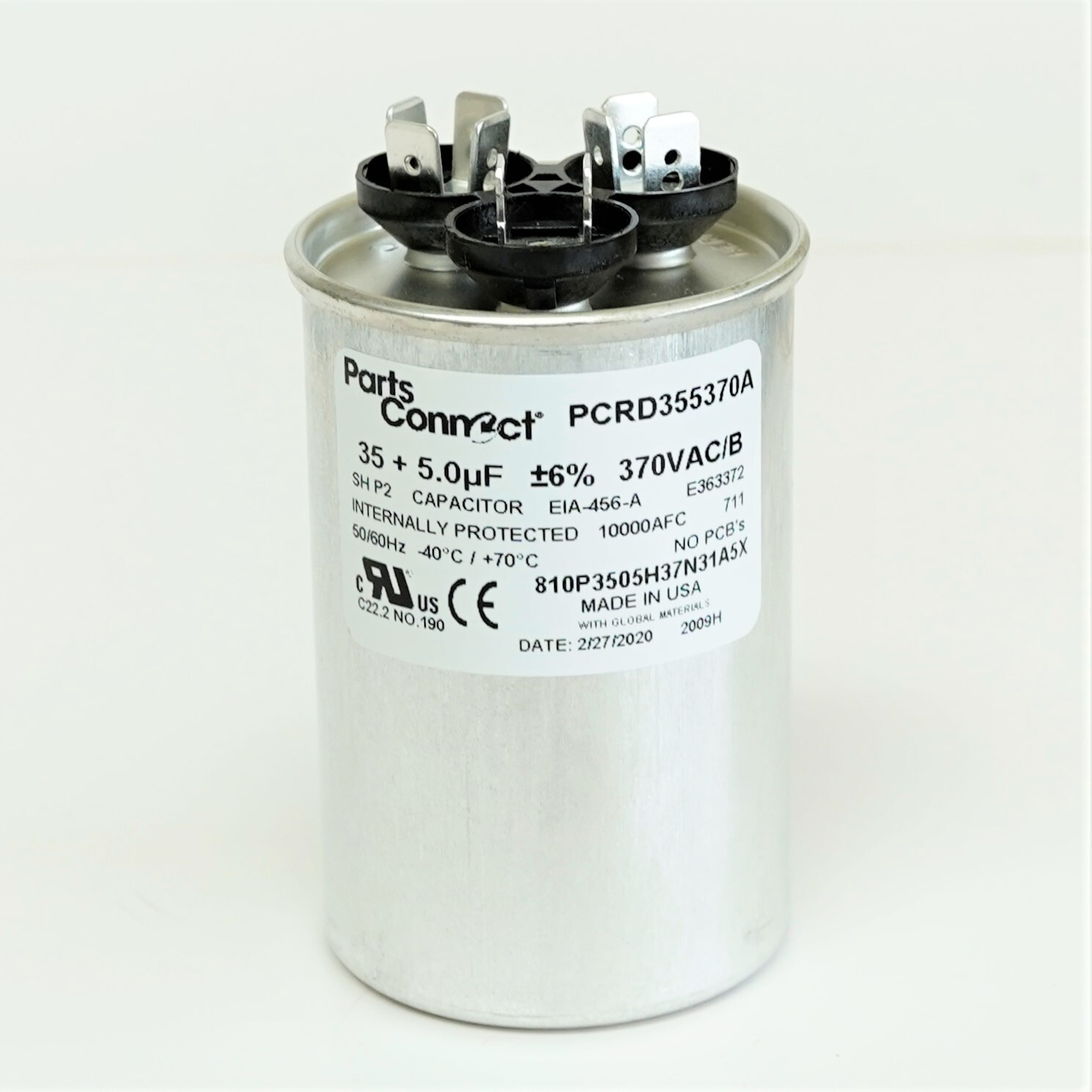 USA Run Capacitor 35 + 5 mfd (uf) 370 Volt Dual Round American Made gallery