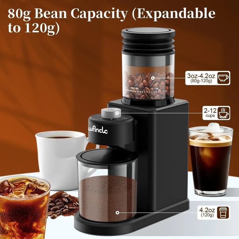 Conical Burr Coffee Grinder Electric - 200W Compact Automatic Coffee Bean Grinde gallery