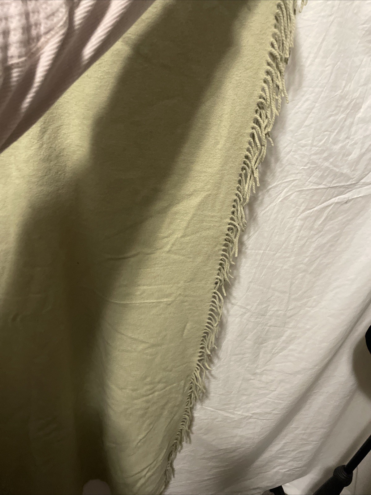 Vtg RALPH LAUREN Alpaca & Wool Blend Olive Green Fringe Throw Blanket 60”x51” gallery