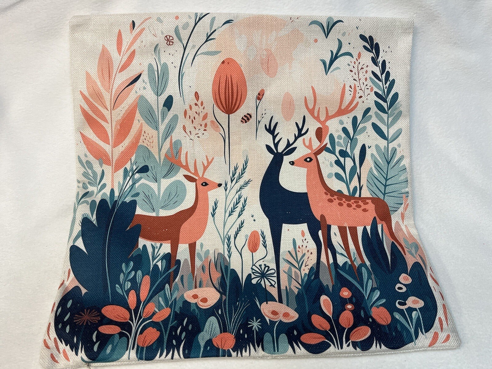 Deer Trees Nature Scandinavian Nordic Throw Pillow Cover 18x18 Home Decor gallery