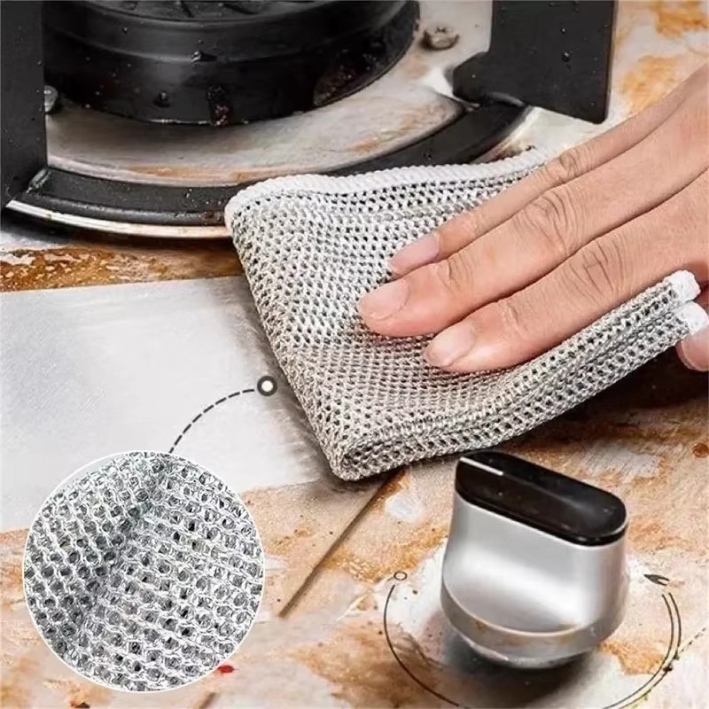 1/50Pcs Magic Dishcloth Silver Wire Cleaning Kitchen Cloth Thickened Microfiber gallery