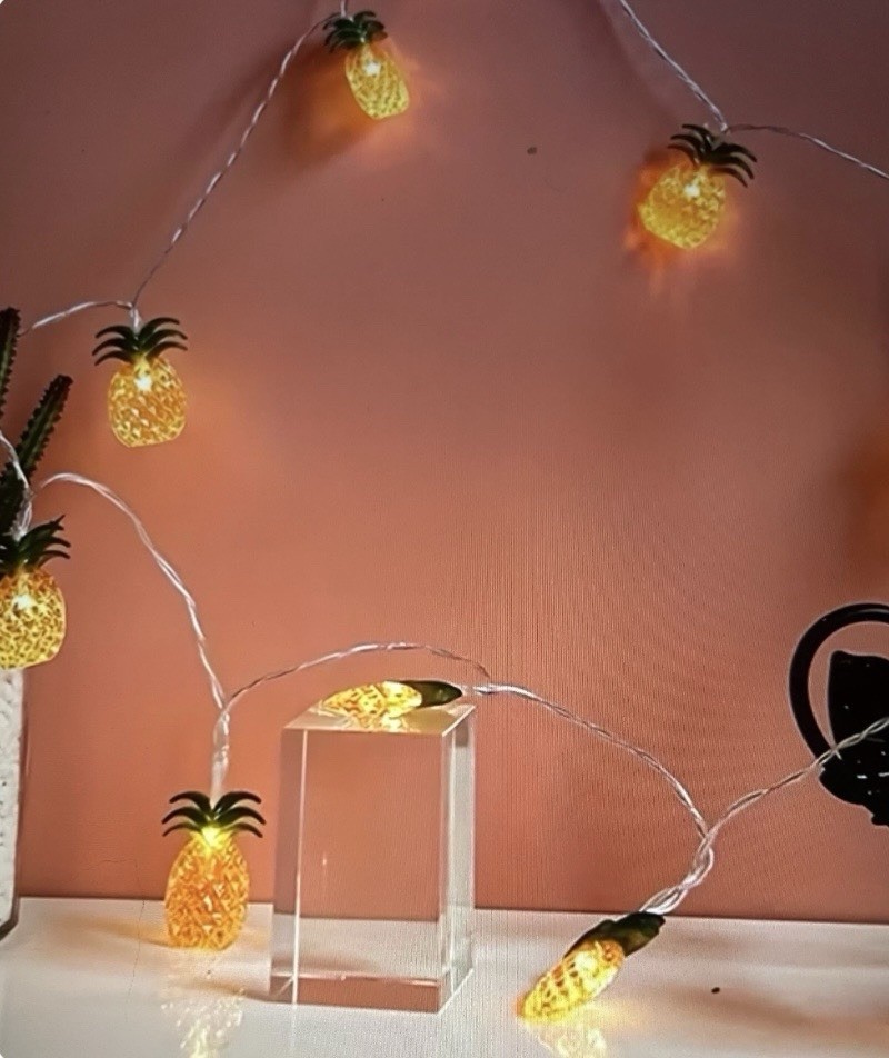 Yellow, Green Pineapple Shaped 20 LED String Lights, 2AA Batteries Not Included gallery