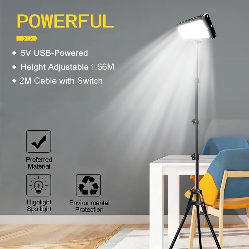 2pcs Adjustable 22000 Lumen LED Work Lights with Foldable Tripod Stand 6500K gallery