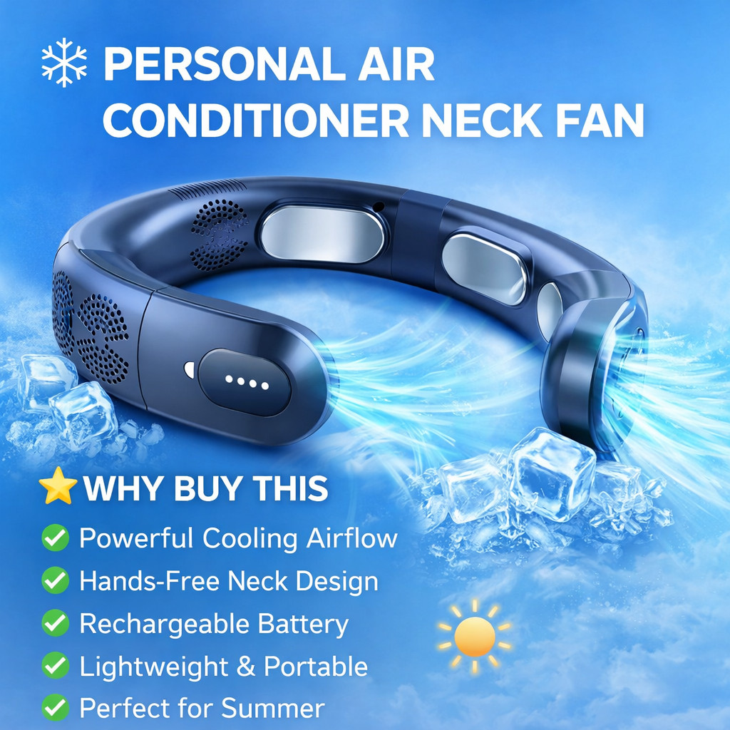 Personal Air Conditioner 6000mAh Neck Fan Rechargeable 3-Speed Portable Neck Fan gallery