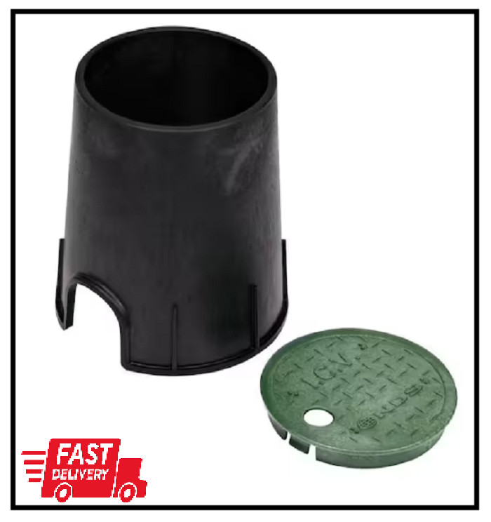 6 in. Round Valve Box and Cover, Black Box, Green ICV Cover gallery