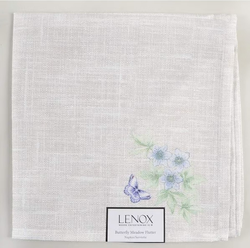 Lenox Set of 4 Butterfly Meadow Flutter Napkins 19" x 19" Khaki / Beige New Z5A gallery