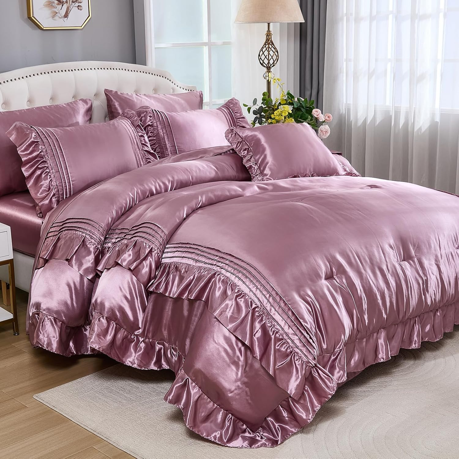 Luxury Satin Comforter Set 8 Pieces Queen Comforter with Sheets Silk like Satin gallery
