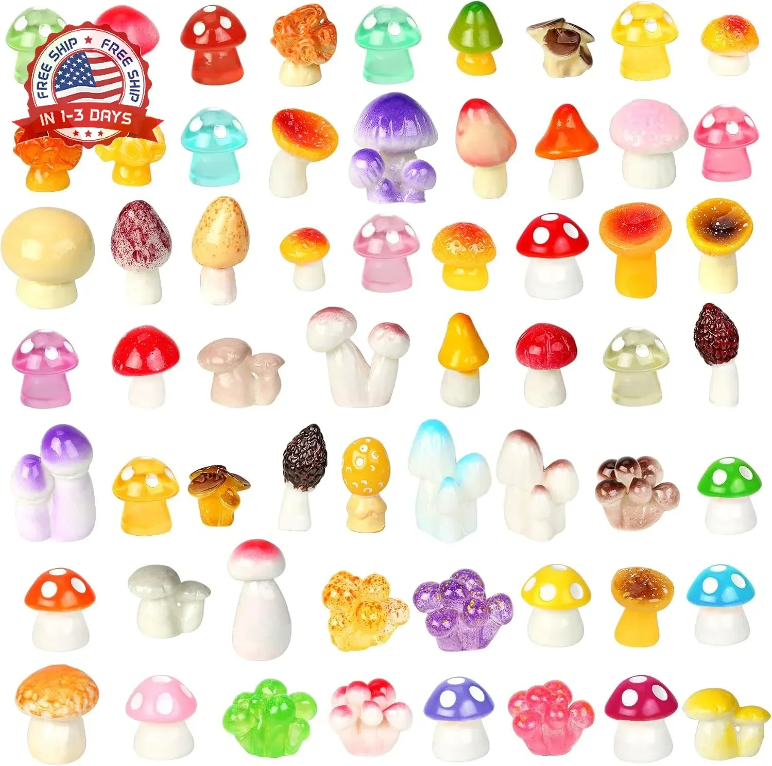 100pcs Mini Mushrooms Tiny Resin Mushrooms Miniature Little Small Mushroom Figur gallery