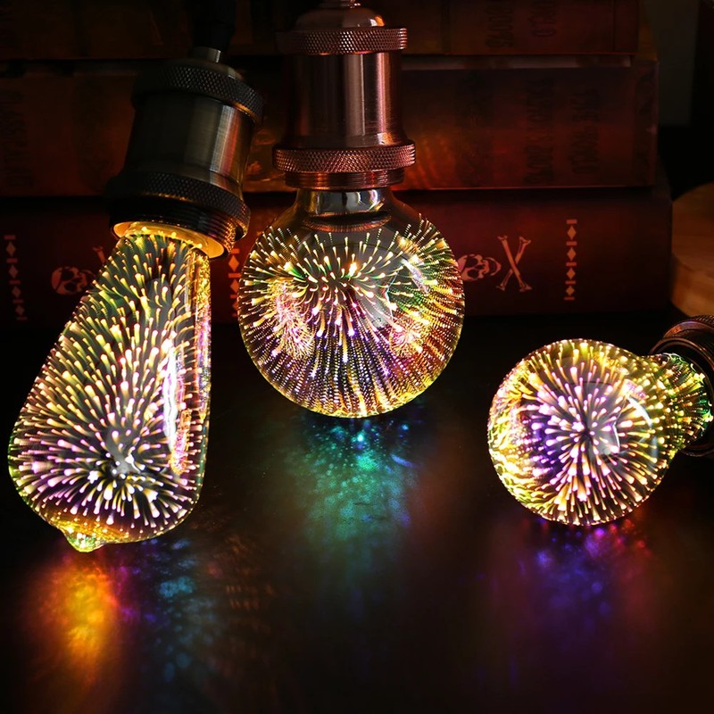 3D Decoration LED Edison Light Bulb E27 6W 110V 220V Vintage Star Fireworks Lamp gallery