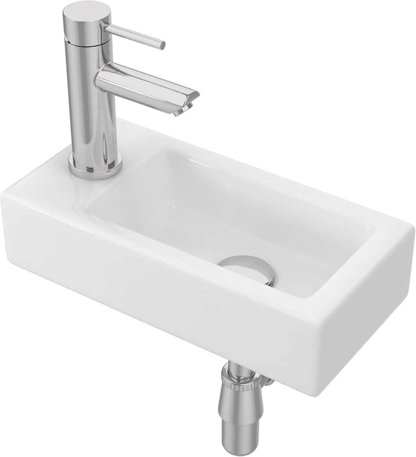 Small Wall Mount Bathroom Sink Rectangle Porcelain Ceramic Mini Vanity Vessel Si gallery