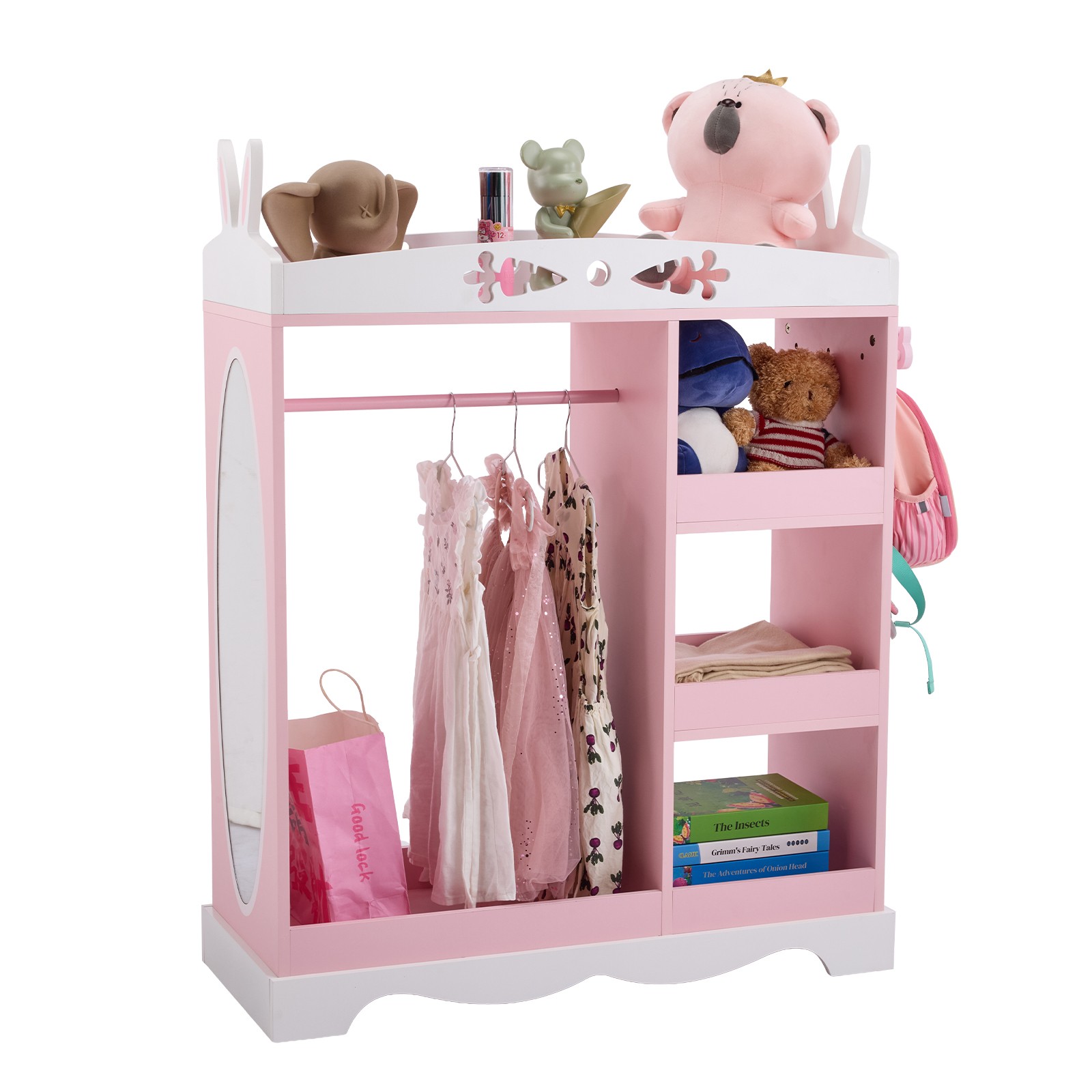 Pink MDF + Particleboard Children's Wardrobe wit Rabbit Ear Design gallery