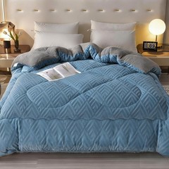 Twin/Full/Queen Reversible Comforter Extra Thick Soft Throw Shed-Resistant Blue