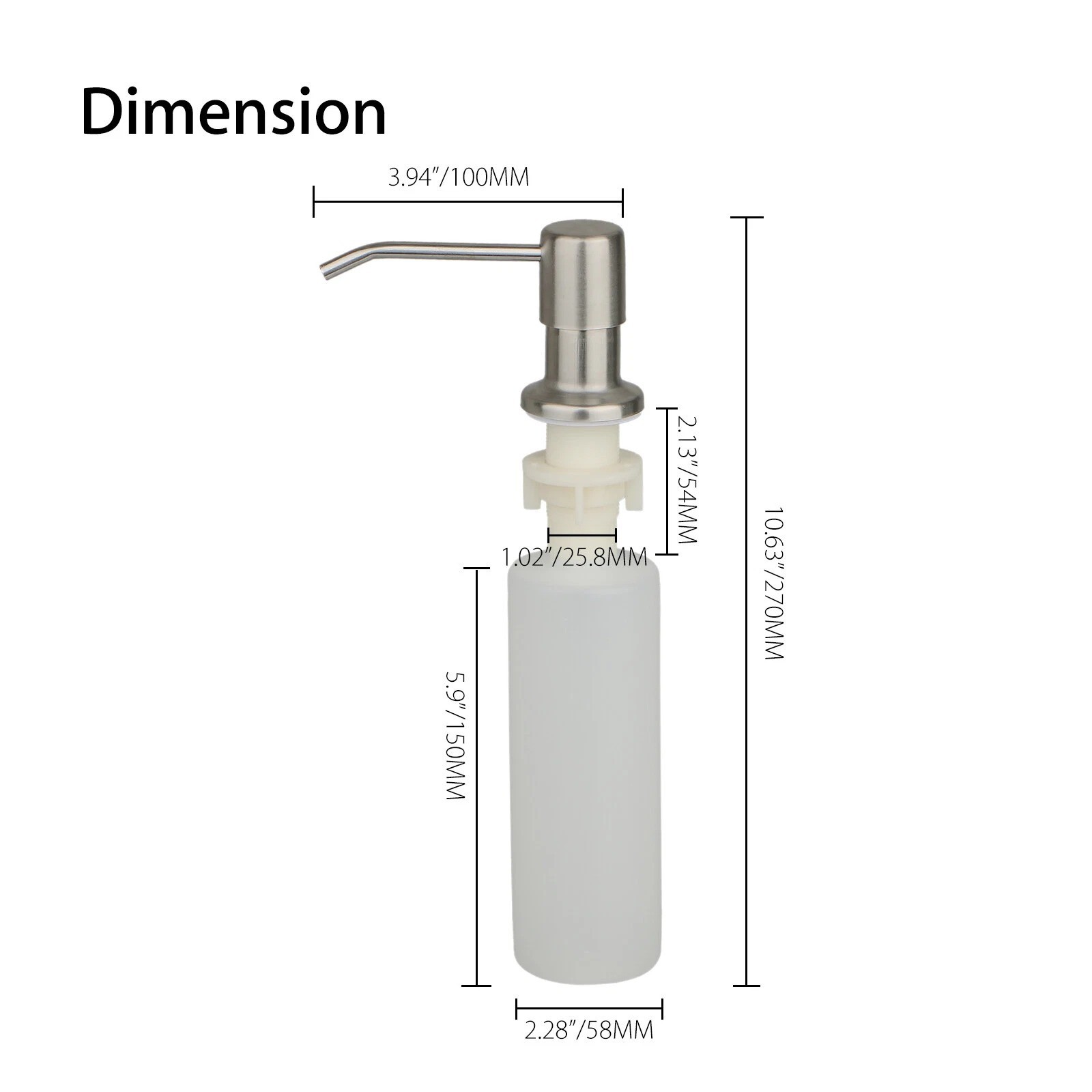 EEEkit Soap Dispenser Kitchen Sink Liquid Pump Bottle - Stainless Steel, 300ml gallery