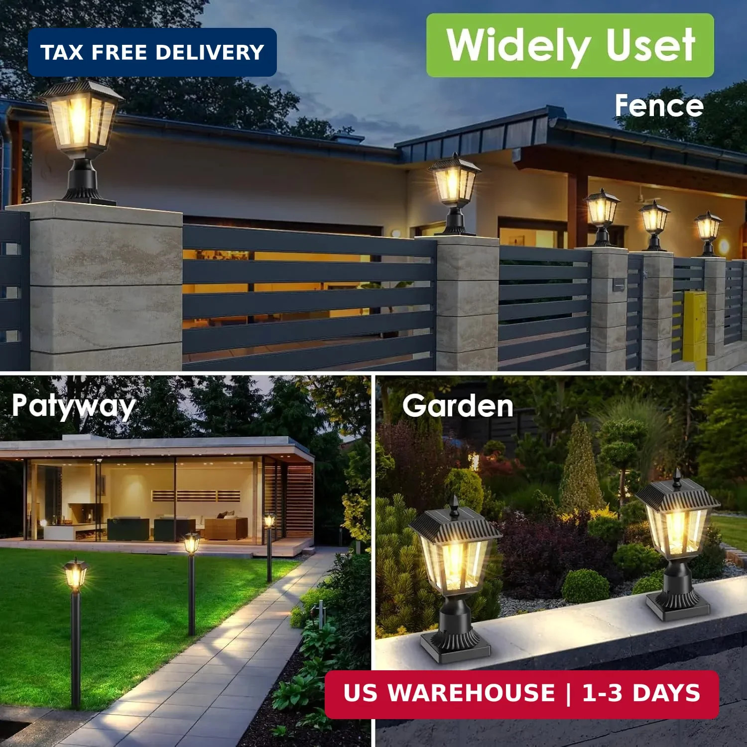 Solar Lamp Post Light Outdoor - 3000K Warm White, IP45 Waterproof Post Solar Lig gallery