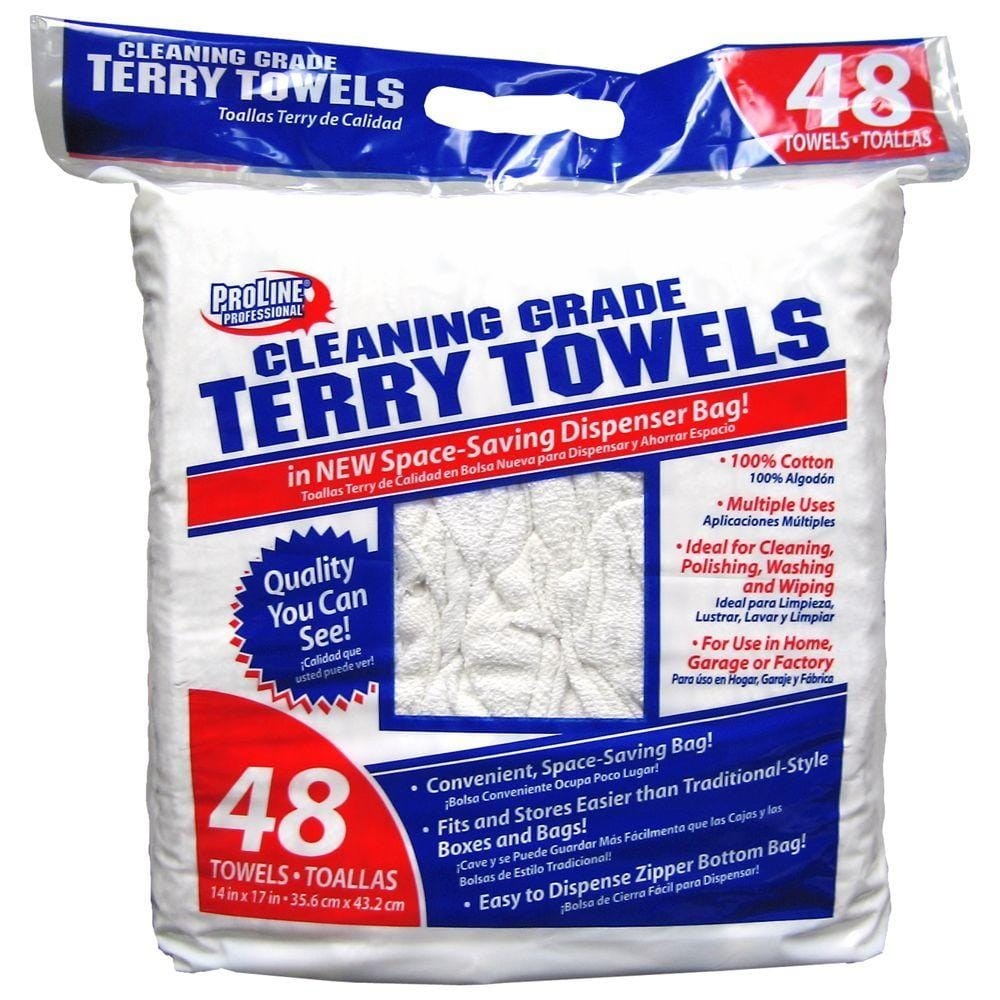 ProLine Terry Towels Cleaning-Grade Cotton White Absorbent Dispenser (48-Pack) gallery