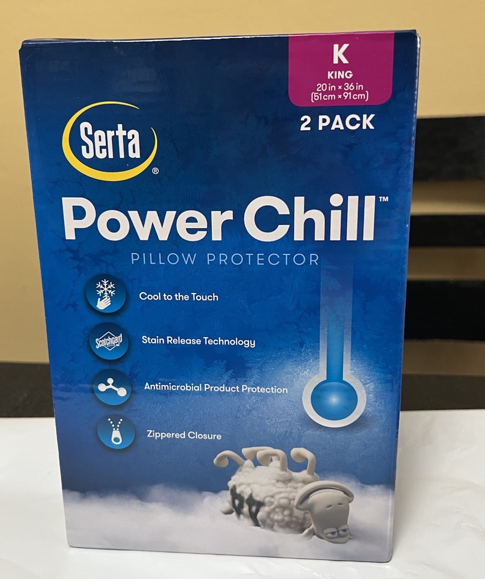 Serta Power Chill Pillow Protector King Size 2-Pack. NEW IN BOX. gallery