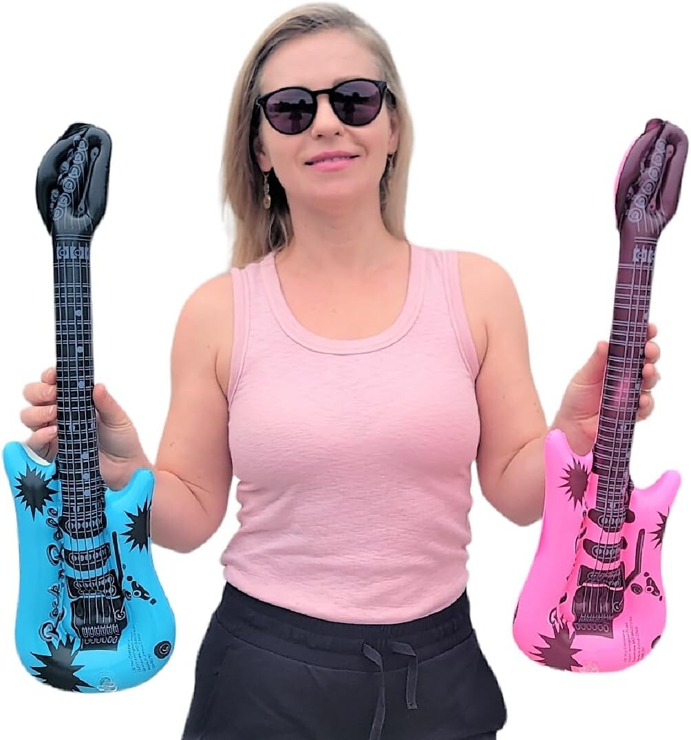 Zugar Land Rock Inflatable Mini Guitars (21 Inches) Vinyl. Pink & Blue (2 Pack) gallery
