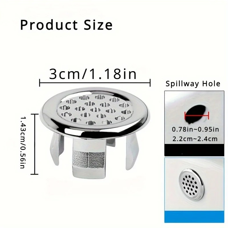 4PCS Sink Overflow Covers – Round Basin Drain Hole Insert Replacement Set gallery